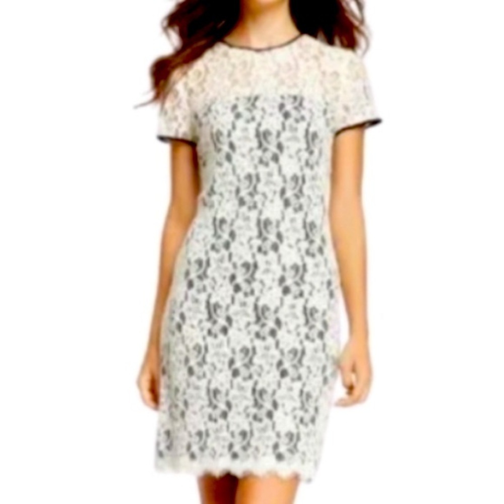 Diane von Furstenberg DVF Stretch Lace Overlay Shift Dress Sz 14